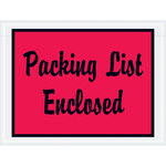 image of Red Packing List Enclosed Envelopes - 6 in x 4.5 in - 2 Mil Poly Thick - 8213