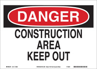 image of Brady B-563 High Density Polypropylene Rectangle White Construction Site Sign - 10 in Width x 7 in Height - 116173