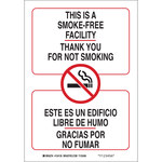 image of Brady B-555 Aluminum Rectangle White No Smoking Sign - 7 in Width x 10 in Height - Language English / Spanish - 124133