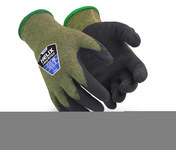 image of HexArmor Helix 2000 Green/Black 7 Seamless Coated Cut-Resistant Gloves - ANSI A6 Cut Resistance - Nitrile Foam Palm & Fingers Coating - 2080