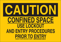 image of Brady B-555 Aluminum Rectangle Yellow Confined Space Sign - 10 in Width x 7 in Height - 126750