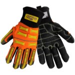 image of Global Glove Vise Gripster SG9999 Black/Orange/Yellow Large Armortex/Neoprene/TPR Work Glove - Silicone Palm Only Coating - Rough Finish - SG9999/LG