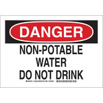 image of Brady B-555 Aluminum Rectangle White Water Sanitation Sign - 10 in Width x 7 in Height - 126348