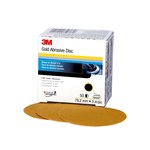 image of 3M Hookit Coated Aluminum Oxide Yellow Hook & Loop Disc - Paper Backing - A Weight - P320 Grit - Very Fine - 3 in Diameter - 00914