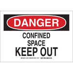 image of Brady B-302 Polyester Rectangle Confined Space Sign - 10 in Width x 7 in Height - Laminated - 83777