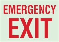 image of Brady Bradyglo B-324 Polyester Rectangle Green Emergency Exit Sign - 14 in Width x 10 in Height - Glow in the Dark - 90494