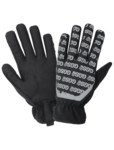 image of Global Glove Black with Reflective Medium Mechanic's Gloves - Reinforced Thumb - SG3300-8(M)
