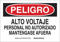 image of Brady B-302 Polyester Rectangle White Electrical Safety Sign - 10 in Width x 7 in Height - Laminated - Language English / Spanish - 37633