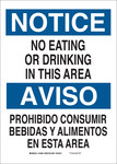 image of Brady B-555 Aluminum Rectangle White No Food & Beverage Sign - 10 in Width x 14 in Height - Language English / Spanish - 38347