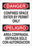 image of Brady B-555 Aluminum Rectangle White Confined Space Sign - 10 in Width x 7 in Height - Language English / Spanish - 122398