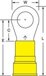 image of 3M Scotchlok MN4-38RK Yellow Brazed Nylon Brazed Ring Terminal - 1.74 in Length - 0.68 in0.68 in Wide - 0.28 in Inside Diameter - 3/8 in Stud - 08280