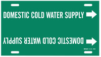 image of Brady 4050-F Strap-On Pipe Marker, 6 in to 7 7/8 in - Water - Plastic - White on Green - B-915 - 48708