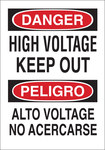 image of Brady Bradyglo B-302 Polyester Rectangle White Electrical Safety Sign - 10 in Width x 14 in Height - Laminated - Language English / Spanish - 90793