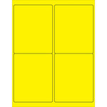 image of Tape Logic LL181YE Rectangle Laser Labels - 5 in x 4 in - Permanent Acrylic - Fluorescent Yellow - 14736