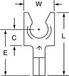 image of 3M Scotchlok MU14-14FLK Blue Locking Butted Non-Insulated Butted Fork & Spade Terminal - 0.9 in Length - 0.43 in Wide - 0.43 in Fork Width - 0.09 in Inside Diameter - 1/4 in Stud - 01860