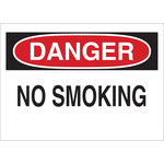 image of Brady B-302 Polyester Rectangle White No Smoking Sign - 10 in Width x 7 in Height - Laminated - 88370