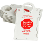 image of Brady Entrytag ENT-ETSH157 Red on White Rectangle Plastic Entry Tag Holder - 6 in Width - 11 1/4 in Height - 754476-14265