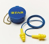image of 3M E-A-R UltraFit 340-4002 Yellow Universal Thermoplastic Elastomer Foam Reusable Corded Triple-Flange Ear Plugs - 25 dB NRR