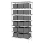 image of Akro-Mils Akro-Grid AWS183633168 Fixed Shelving System - Steel - 7 Shelves - 18 Bins - AWS183633168 GREY