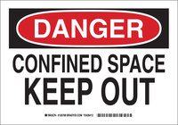 image of Brady B-555 Aluminum Rectangle White Confined Space Sign - 10 in Width x 7 in Height - 126786