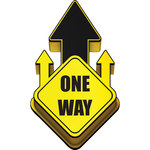 image of Brady B-819 Vinyl Square Yellow Directional Sign - 14.3 in Width - Self-Adhesive