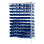 image of Akro-Mils AWS244830164 Fixed Shelving System - Steel - 12 Shelves - 66 Bins - AWS244830164 BLUE
