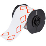 image of Brady B30-262-7569-CLP4A Die-Cut Printer Label Roll - 6 in x 4 in - Vinyl - Red on White - B-7569 - 64367