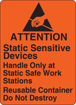 image of Brady SL-1 Black on Orange Rectangle Paper Static Warning Label - 2.5 in Width - 1.812 in Height - B-121