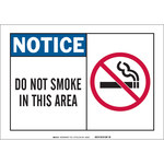 image of Brady B-401 High Impact Polystyrene Rectangle White No Smoking Sign - 14 in Width x 10 in Height - 26586