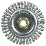 image of Weiler Roughneck Max 13238 Wheel Brush - 4.5 in Dia - Knotted - Stringer Bead Stainless Steel Bristle