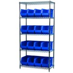image of Akro-Mils Akrobin AWS183630265 Fixed Shelving System - Steel - 5 Shelves - 18 Bins - AWS183630265 BLUE