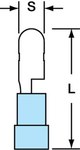 image of 3M Scotchlok MVU14-180DMX-A Blue Butted Vinyl Butted Quick-Disconnect Terminal - 0.83 in Length - 0.17 in Max Insulation Outside Diameter - 58866
