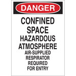 image of Brady B-120 Fiberglass Reinforced Polyester Rectangle White Confined Space Sign - 14 in Width x 20 in Height - 70250