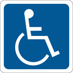 image of Brady B-959 Polyester Rectangle Blue Disabled Parking & Building Access Sign - 10 in Width x 14 in Height - Laminated - 91370