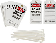 image of Brady 76180 Black / Red on White Polyester Equipment Safety Tag - 3 in Width - 5 3/4 in Height - B-851