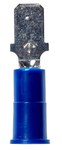 image of 3M Highland MTV14-250Q Blue Butted Vinyl Plastic Butted Quick-Disconnect Terminal - 0.93 in Length - 0.25 in Wide - 0.17 in Max Insulation Outside Diameter - 0.085 in Inside Diameter - 60029