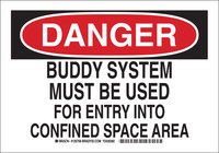 image of Brady B-555 Aluminum Rectangle White Confined Space Sign - 10 in Width x 7 in Height - 126756