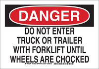 image of Brady B-555 Aluminum Rectangle White Truck & Forklift Warehouse Traffic Sign - 10 in Width x 7 in Height - 129519
