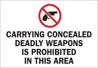 image of Brady B-401 High Impact Polystyrene Rectangle White Weapon Control Sign - 14 in Width x 10 in Height - 25978