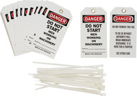 image of Brady 76187 Black / Red on White Polyester Equipment Safety Tag - 3 in Width - 5 3/4 in Height - B-851