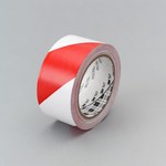 image of 3M 767 Red / White Warning Tape - Pattern/Text = Striped - 2 in Width x 36 yd Length - 5 mil Thick - 43186