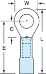 image of 3M Scotchlok MH14-14R/SK Blue Brazed Ring Terminal - 1.1 in Length - 0.47 in0.47 in Wide - 0.09 in Inside Diameter - 1/4 in Stud - 06331