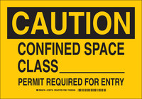 image of Brady B-555 Aluminum Rectangle Yellow Confined Space Sign - 10 in Width x 7 in Height - 126714