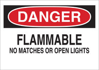 image of Brady B-401 Polystyrene Rectangle White Flammable Material Sign - 10 in Width x 7 in Height - 25670
