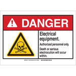 image of Brady B-555 Aluminum Rectangle White Electrical Safety Sign - 14 in Width x 10 in Height - 144616