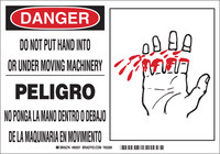 image of Brady B-302 Polyester Rectangle White Equipment Safety Sign - 10 in Width x 7 in Height - Laminated - Language English / Spanish - 60501