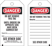 image of Brady 76184 Black / Red on White Polyester Equipment Safety Tag - 3 in Width - 5 3/4 in Height - B-851