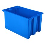 image of Akro-Mils 35240 Stackable Tote - 1.7 ft, 12.9 gal - Blue - 23 1/2 in x 15 1/2 in x 12 in - 35240 BLUE