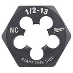 image of Milwaukee UNC 1/2-13 Hex Die 49-57-5360 - Right Hand Cut - 1 in Diameter - High Carbon Steel