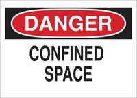 image of Brady B-120 Fiberglass Reinforced Polyester Rectangle White Confined Space Sign - 10 in Width x 7 in Height - 95012